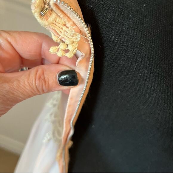 Vintage 1970s Handmade Blush Pink Formal Gown Prairie Romance Metal Zipper - Picture 9 of 11